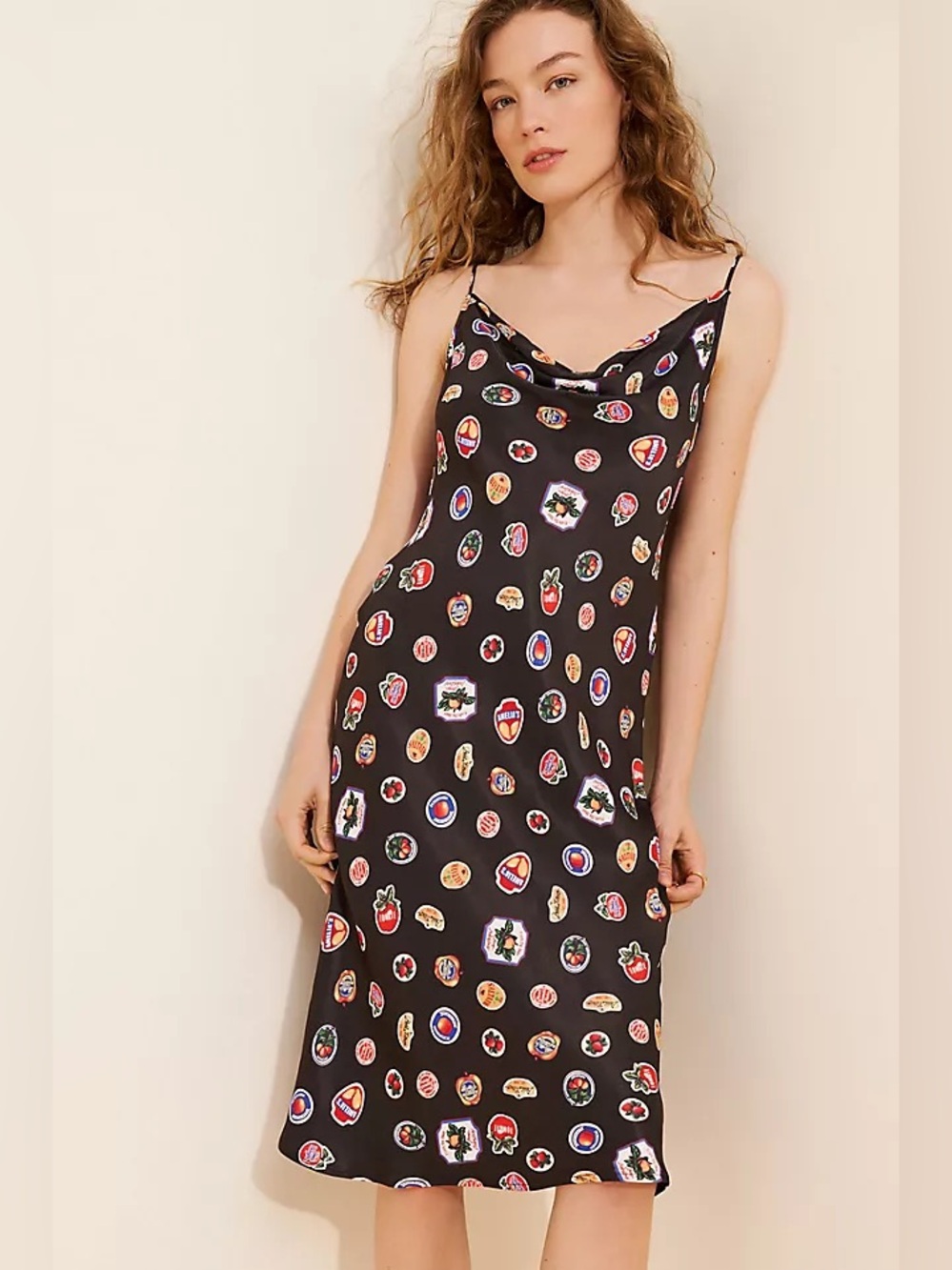 NWT Anthropologie Maeve Slip Cowl Neck Midi Dress Size Medium